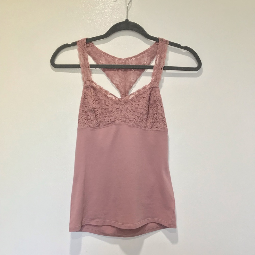 American Eagle Blush Lace Tank